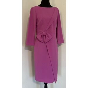 Adrianna Papell Women's 4 Pink Knit Crepe Tied Sheath Dress Wedding Guest Formal